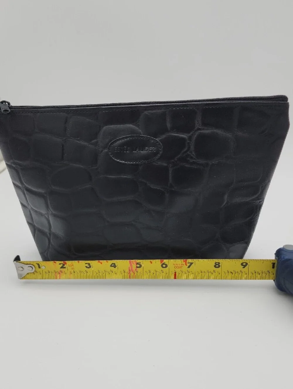 Estée Lauder Black Croc-Embossed Cosmetic Pouch